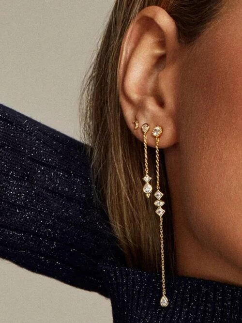 boucles d oreilles mariée Aide Boucle d'Oreille à Pampilles en Argent Sterling