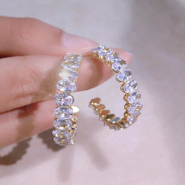 boucles d oreilles mariée créoles CZ incrustées pour femmes, boucles d'oreilles rondes en cristal vert