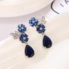 boucles d oreilles mariée longues de mariage en Zircon avec goutte d'eau ronde