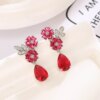 boucles d oreilles mariée longues de mariage en Zircon avec goutte d'eau ronde