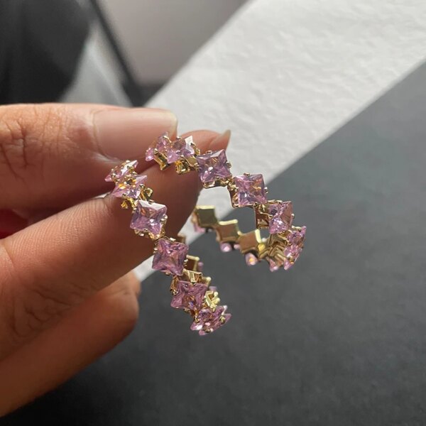 boucles d oreilles mariée créoles CZ incrustées pour femmes, boucles d'oreilles rondes en cristal vert