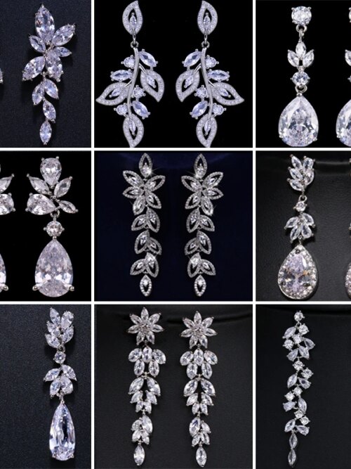 boucles d oreilles mariée longue goutte pour femme, fleur de luxe, cuir chevelu contre-indiqué