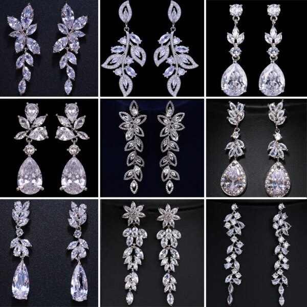 boucles d oreilles mariée longue goutte pour femme, fleur de luxe, cuir chevelu contre-indiqué