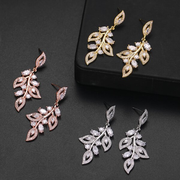 boucles d oreilles mariée longue goutte pour femme, fleur de luxe, cuir chevelu contre-indiqué