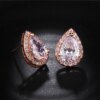 boucles d oreilles mariée longues de mariage en Zircon avec goutte d'eau ronde