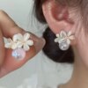 boucles d oreilles mariée feuilles en cristal, fleurs, Zircon, Rose, papillon