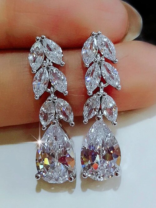 boucles d oreilles mariée en forme de goutte d'eau pour femme, bijoux de mariage