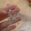 boucles d oreilles mariée feuilles en cristal, fleurs, Zircon, Rose, papillon