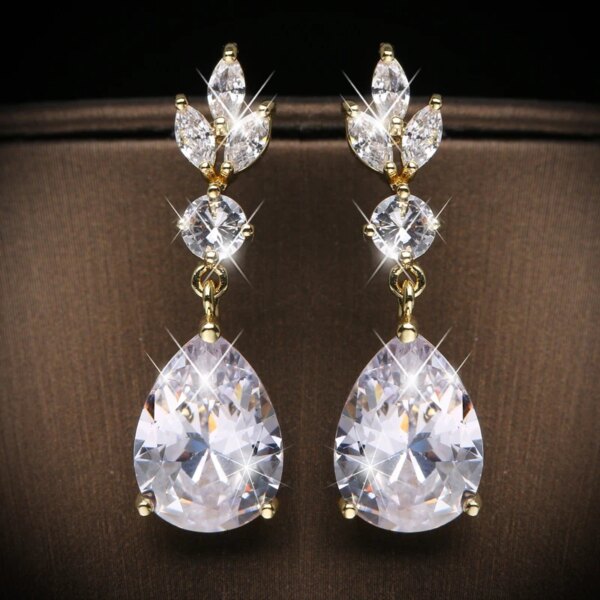 69435-61525b.jpg boucles d oreilles mariée longues de mariage en Zircon avec goutte d'eau ronde
