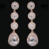 boucles d oreilles mariée longues de mariage en Zircon avec goutte d'eau ronde