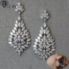 boucles d oreilles mariée longue goutte pour femme, fleur de luxe, cuir chevelu contre-indiqué