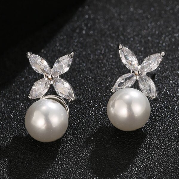 boucles d oreilles mariée  Tous les types de boucles d'oreilles en Imitation de perle avec zircon cubique