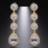 boucles d oreilles mariée longues de mariage en Zircon avec goutte d'eau ronde