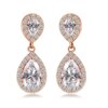 boucles d oreilles mariée longues de mariage en Zircon avec goutte d'eau ronde