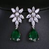 boucles d oreilles mariée longues de mariage en Zircon avec goutte d'eau ronde