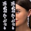 boucles d oreilles mariée longue goutte pour femme, fleur de luxe, cuir chevelu contre-indiqué