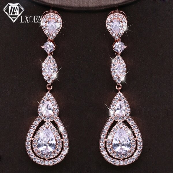 boucles d oreilles mariée longue goutte pour femme, fleur de luxe, cuir chevelu contre-indiqué