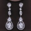 boucles d oreilles mariée longue goutte pour femme, fleur de luxe, cuir chevelu contre-indiqué