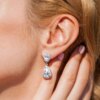 boucles d oreilles mariée en forme de goutte d'eau pour femmes, breloques, longues