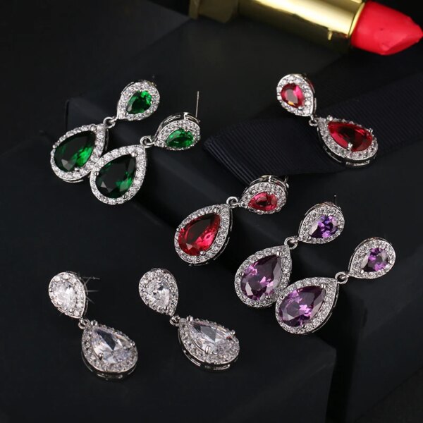 boucles d oreilles mariée en forme de goutte d'eau pour femmes, breloques, longues