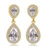 boucles d oreilles mariée longues de mariage en Zircon avec goutte d'eau ronde