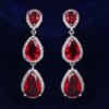 boucles d oreilles mariée longues de mariage en Zircon avec goutte d'eau ronde