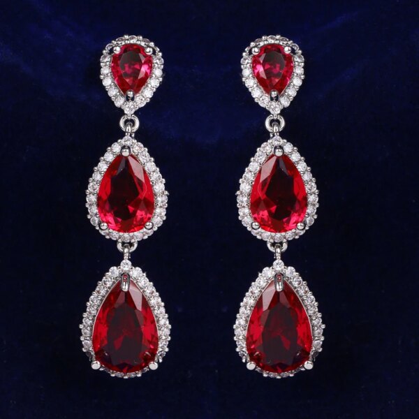 boucles d oreilles mariée longues de mariage en Zircon avec goutte d'eau ronde