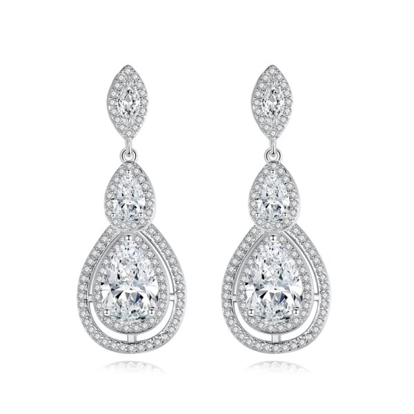 boucles d oreilles mariée en zircon cubique blanc brillant, goutte d'eau pour les mariées