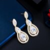 boucles d oreilles mariée en zircon cubique blanc brillant, goutte d'eau pour les mariées