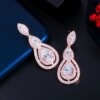boucles d oreilles mariée en zircon cubique blanc brillant, goutte d'eau pour les mariées
