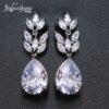 boucles d oreilles mariée longues de mariage en Zircon avec goutte d'eau ronde