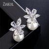 boucles d oreilles mariée en Zircon pour femme, Imitation perle, fleur, brillant