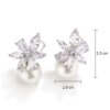 boucles d oreilles mariée en Zircon pour femme, Imitation perle, fleur, brillant