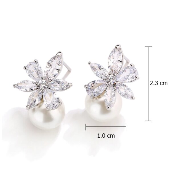boucles d oreilles mariée en Zircon pour femme, Imitation perle, fleur, brillant