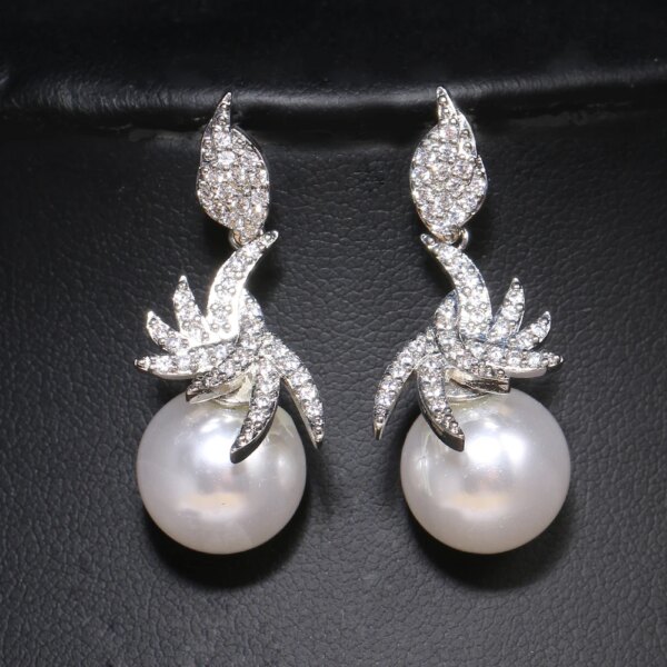 boucles d oreilles mariée  Tous les types de boucles d'oreilles en Imitation de perle avec zircon cubique