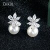69622-dd2004.jpg boucles d oreilles mariée en Zircon pour femme, Imitation perle, fleur, brillant