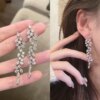 boucles d oreilles mariée longue goutte pour femme, fleur de luxe, cuir chevelu contre-indiqué