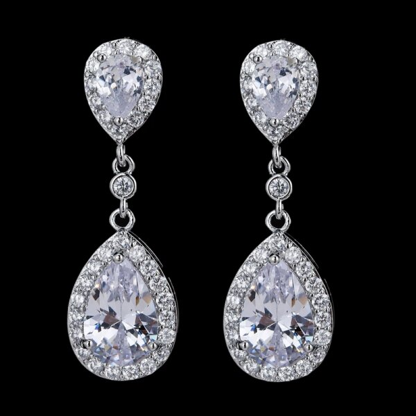 boucles d oreilles mariée en forme de goutte d'eau pour femmes, breloques, longues