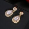 boucles d oreilles mariée longues de mariage en Zircon avec goutte d'eau ronde