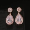 boucles d oreilles mariée longues de mariage en Zircon avec goutte d'eau ronde