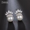 69660-774773.jpg boucles d oreilles mariée en Zircon pour femme, Imitation perle, fleur, brillant