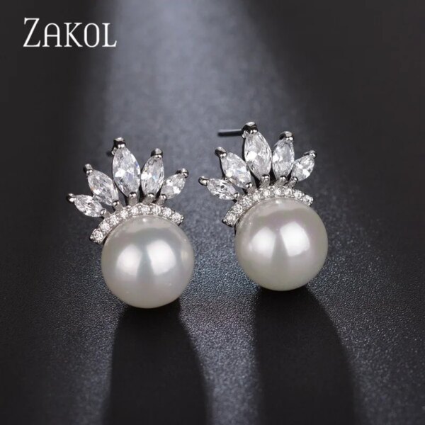 69660-774773.jpg boucles d oreilles mariée en Zircon pour femme, Imitation perle, fleur, brillant