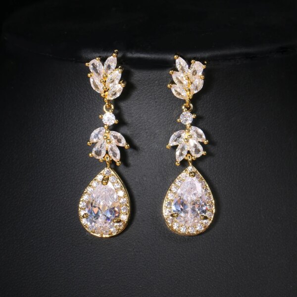 boucles d oreilles mariée longue goutte pour femme, fleur de luxe, cuir chevelu contre-indiqué