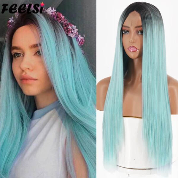 6967-4d1a48.jpg Perruque synthetique mi-longue lisse Blonde brune pour femmes