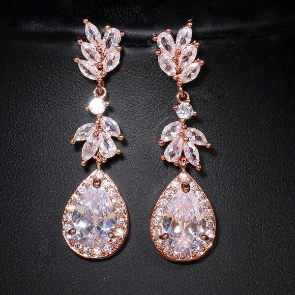 boucles d oreilles mariée en forme de goutte d'eau pour femmes, breloques, longues