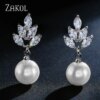 69683-830c55.jpg boucles d oreilles mariée en Zircon pour femme, Imitation perle, fleur, brillant