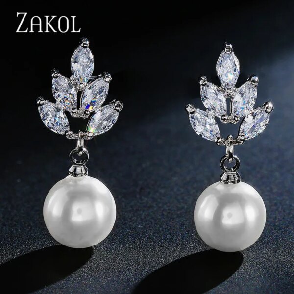 69683-830c55.jpg boucles d oreilles mariée en Zircon pour femme, Imitation perle, fleur, brillant