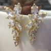 boucles d oreilles mariée longue goutte pour femme, fleur de luxe, cuir chevelu contre-indiqué