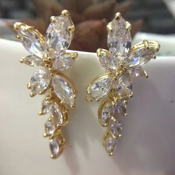 boucles d oreilles mariée longue goutte pour femme, fleur de luxe, cuir chevelu contre-indiqué