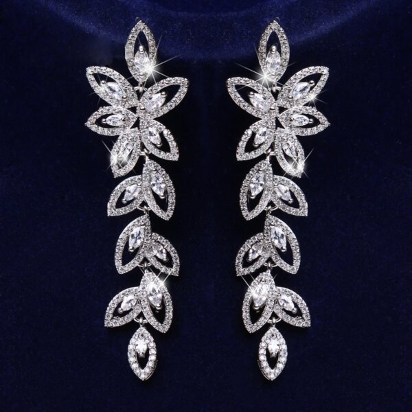 boucles d oreilles mariée longue goutte pour femme, fleur de luxe, cuir chevelu contre-indiqué